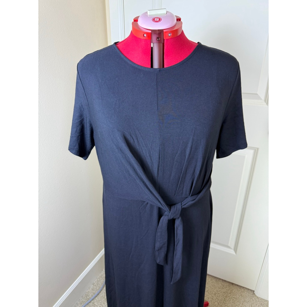 Women's Tahari Black Tie-Front Short Sleeve Dress XL